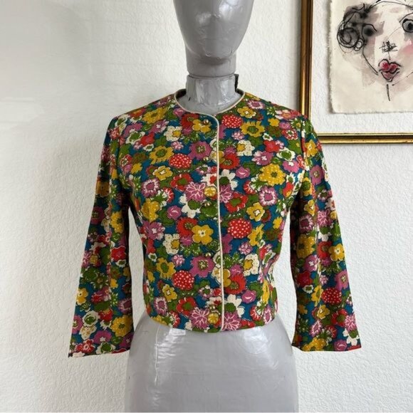 60s VTG Bobbie Brooks Floral Vintage Bolero Cropped Jacket - Picture 8 of 8